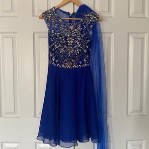 Royal blue evening prom graduation wedding party dress crystals rhinestones